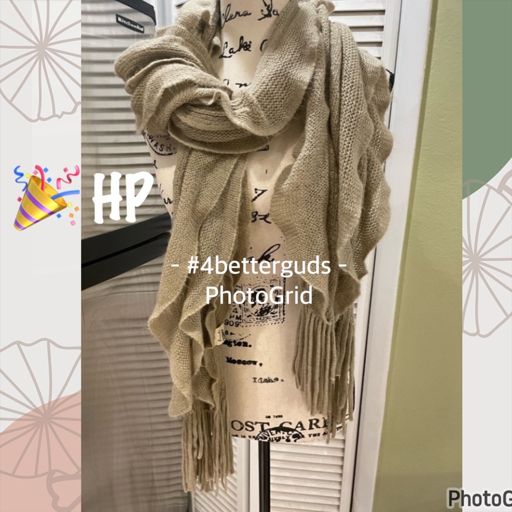 Frenchi - Nordstrom Soft Ruffle Lightweight Open Weave Fuzzy Fringe Long Scarf